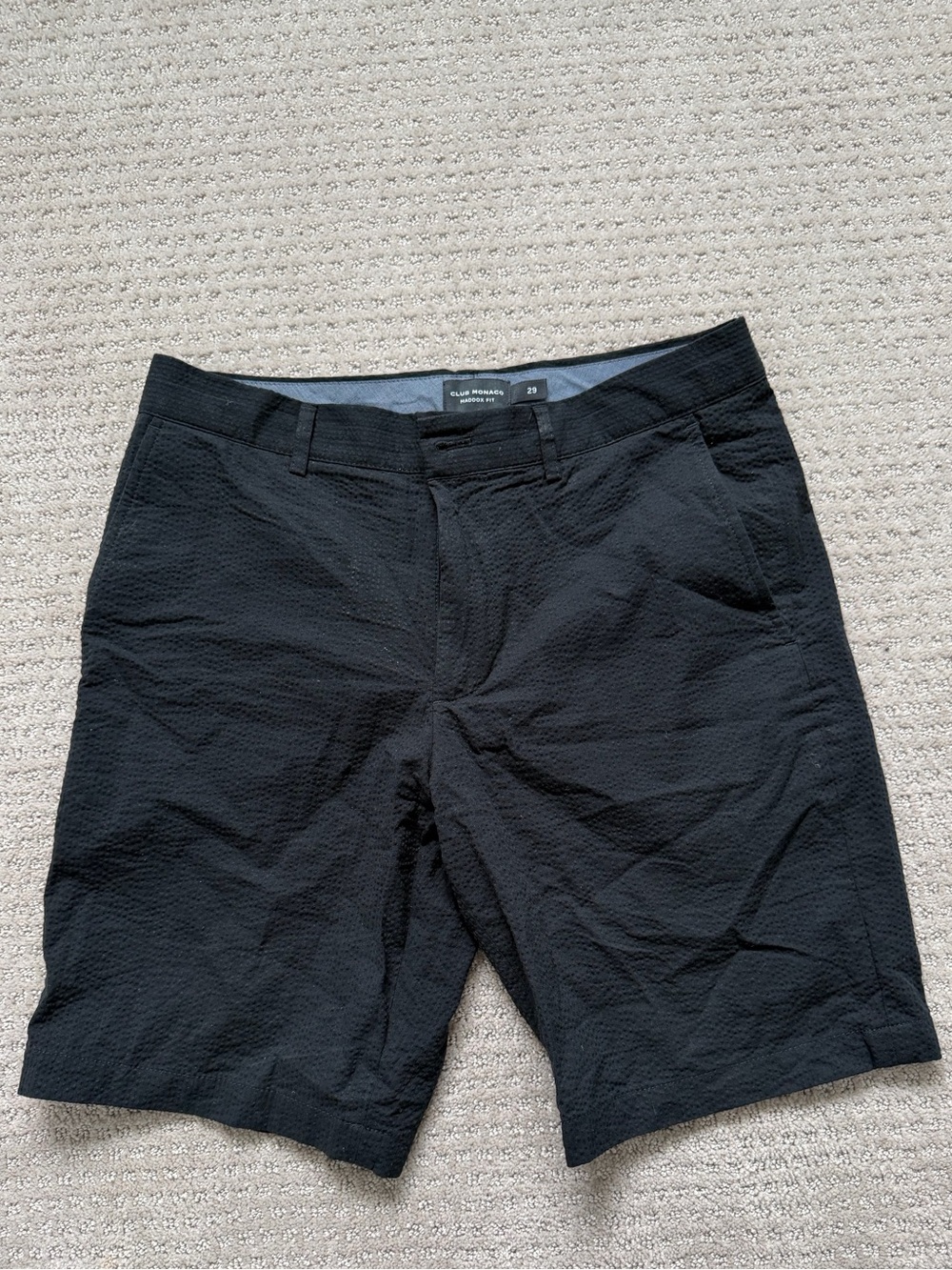 Club Monaco Black Men's Textured Stretch Flat-Front Shorts